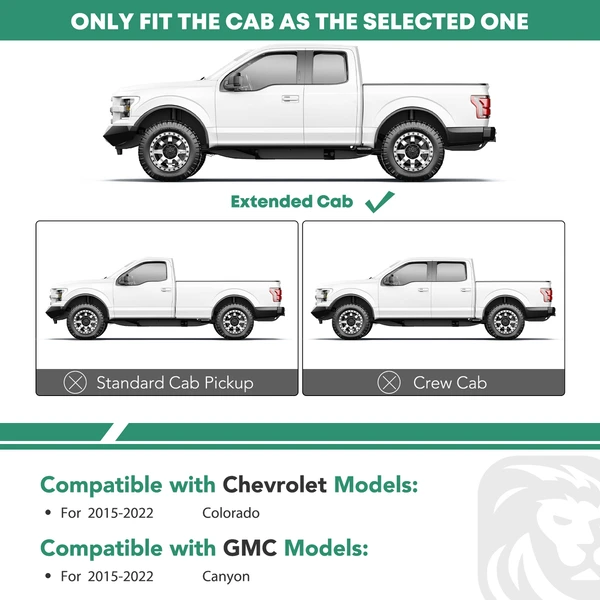 5 Inch Black Steel Oval Straight Side Step Bars for 2015-2022 Chevrolet Colorado