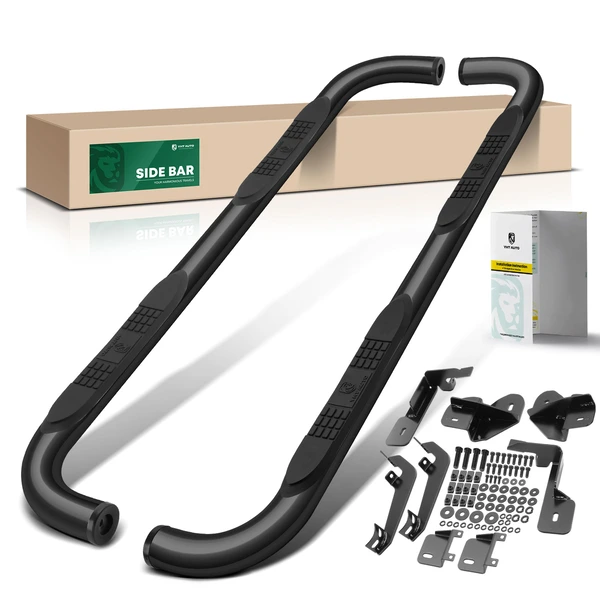 3 Inch Black Steel Round 90-Degree Bent Ends Side Step Bars for 2015-2024 Chevrolet Colorado