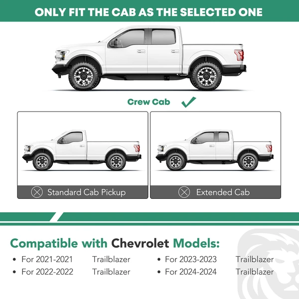 3 Inch Black Steel Round Side Step Bars for 2021-2024 Chevrolet Trailblazer