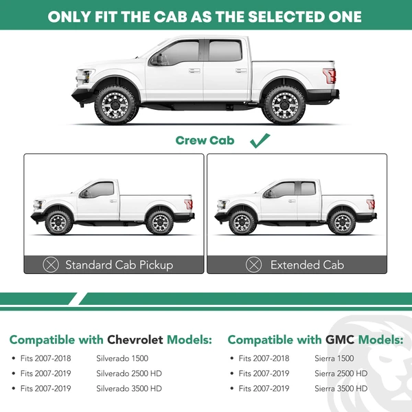 6.25 Inch Textured Black Steel Side Step Bars for 2007-2019 Chevrolet Silverado 3500 HD