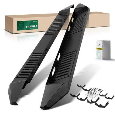 6.25 Inch Textured Black Steel Side Step Bars