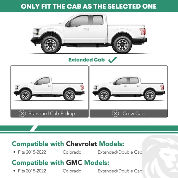 4.25 Inch Textured Black Steel Side Step Bars for 2015-2022 Chevrolet Colorado