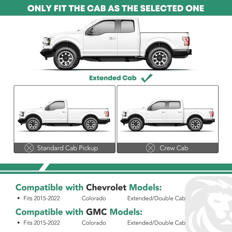 4.25 Inch Textured Black Steel Side Step Bars for Chevy Colorado GMC Canyon