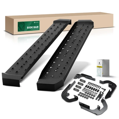 6.5 Inch Textured Black Steel Side Step Bars