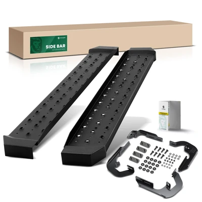 6.5 Inch Textured Black Steel Side Step Bars