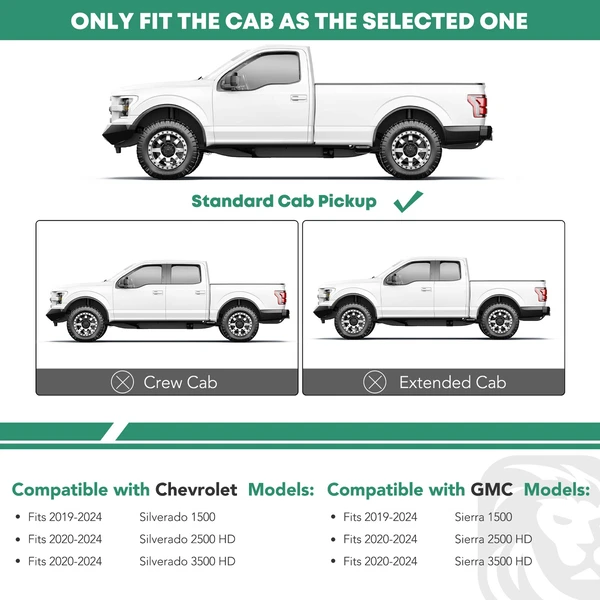 6.5 Inch Textured Black Steel Side Step Bars for 2020-2024 Chevrolet Silverado 2500 HD