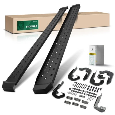 6.5 Inch Textured Black Steel Side Step Bars