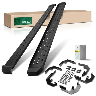 6.5 Inch Textured Black Steel Side Step Bars