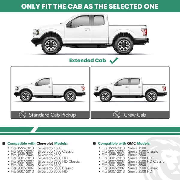 4.25 Inch Textured Black Steel Side Step Bars for 1999-2013 GMC Sierra 1500