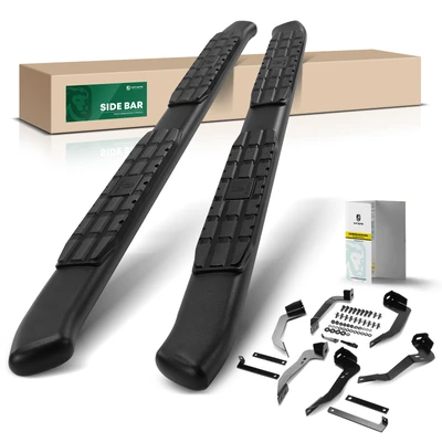 4.25 Inch Fine Textured Black Steel Side Step Bars