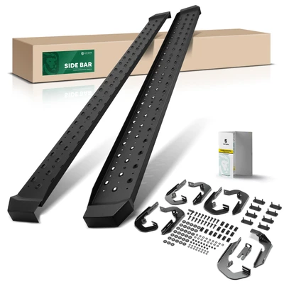6.5 Inch Textured Black Steel Side Step Bars