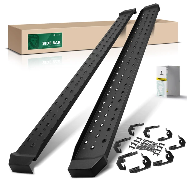 6.5 Inch Textured Black Steel Side Step Bars for 2020-2024 Chevrolet Silverado 2500 HD