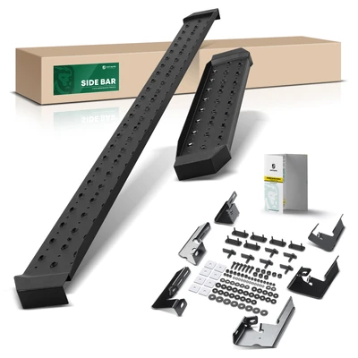 6.5 Inch Textured Black Steel Side Step Bars