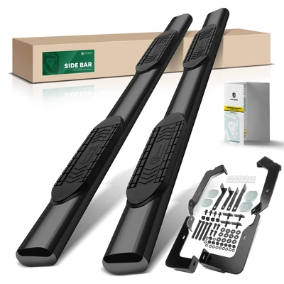 6 Inch Black Steel Oval Straight Side Steps Bars