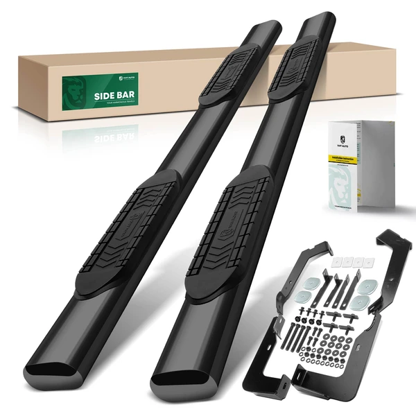 6 Inch Black Steel Oval Straight Side Steps Bars for 2002-2008 Dodge Ram 1500