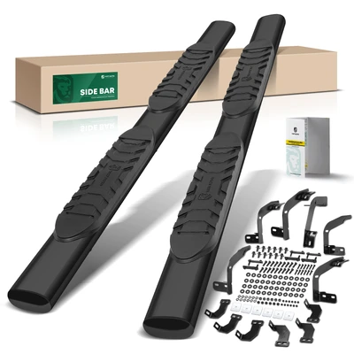 5 Inch Black Steel Oval Straight Side Step Bars