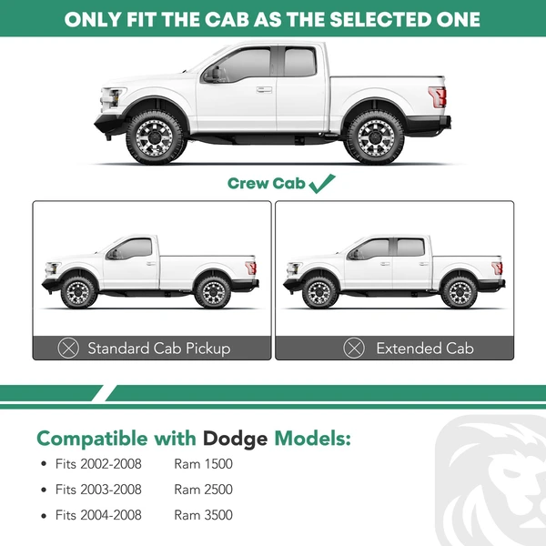 4 Inch Black Steel Oval Straight Side Step Bars for 2003-2008 Dodge Ram 2500