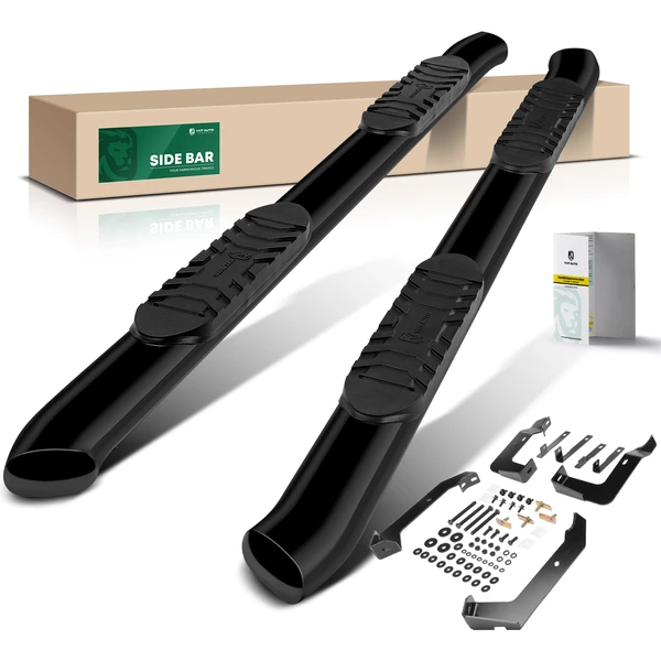 5 Inch Black Steel Oval Bent End Side Step Bars for 2004-2008 Dodge Ram 3500