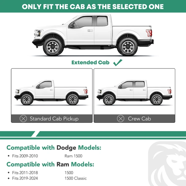 4 Inch Black Steel Oval Straight Side Step Bars for 2009-2010 Dodge Ram 1500