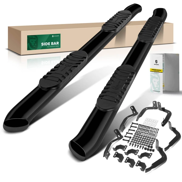 5 Inch Black Steel Oval Bent End Side Step Bars for 2009-2010 Dodge Ram 1500