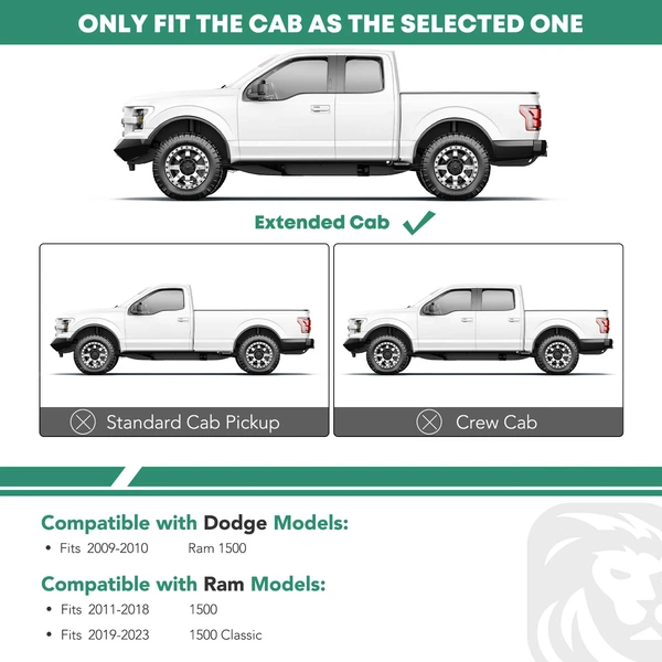 5 Inch Black Steel Oval Bent End Side Step Bars for 2009-2010 Dodge Ram 1500