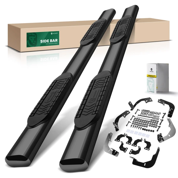 6 Inch Black Steel Oval Straight Side Steps Bars for 2011-2018 Ram 1500