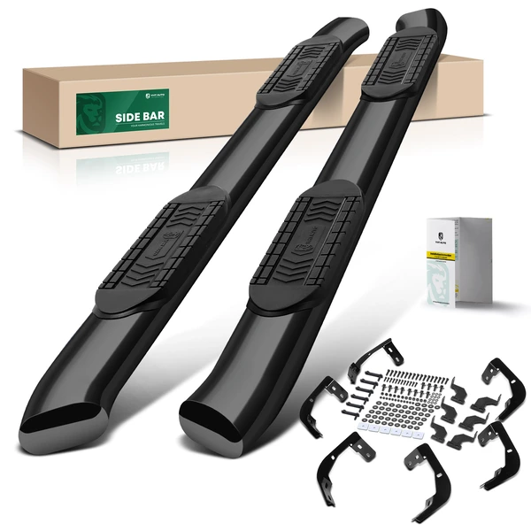 6 Inch Black Steel Oval Bent End Side Step Bars for 2019-2024 Ram 1500 Classic