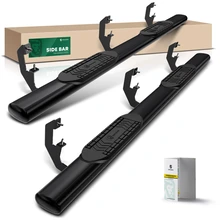 6 Inch Black Steel Oval Straight Nerf Bars