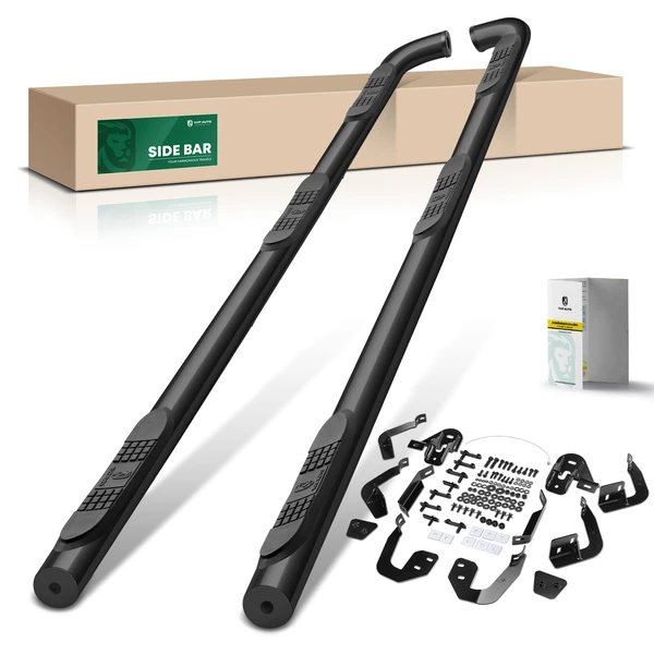 2 Pcs 3 Inch Black Steel Wheel To Wheel Nerf Bar for 2011-2024 Ram 2500