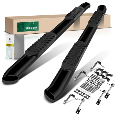 5 Inch Black Steel Oval Bent End Side Step Bars