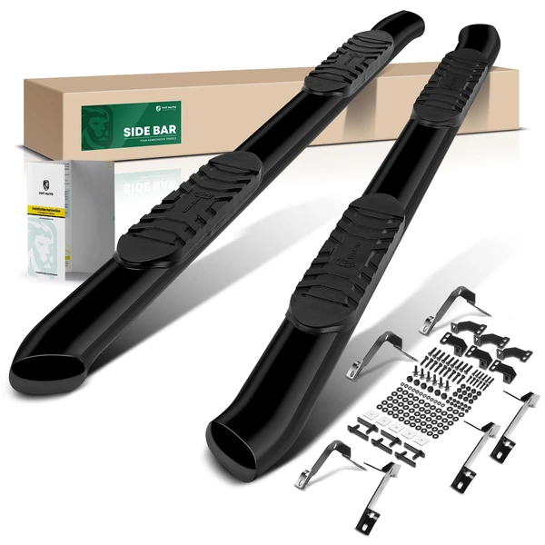 5 Inch Black Steel Oval Bent End Side Step Bars for 2011-2023 Ram 3500