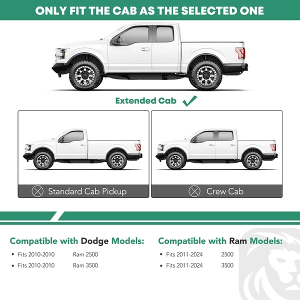 5 Inch Black Steel Oval Bent End Side Step Bars for 2011-2023 Ram 3500