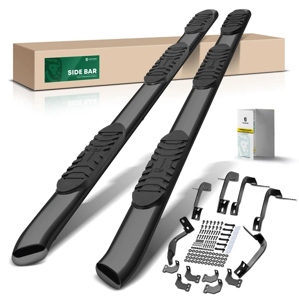 5 Inch Black Steel Oval Side Step Bars for 2009-2010 Dodge Ram 1500