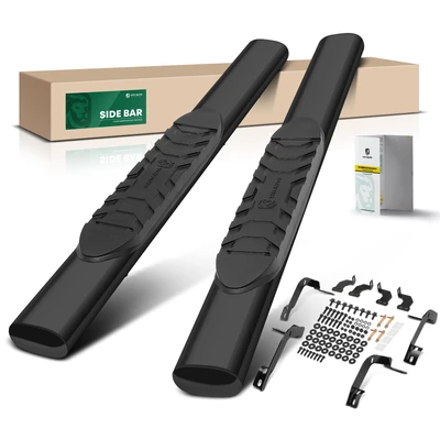 5 Inch Black Steel Oval Straight Side Step Bars