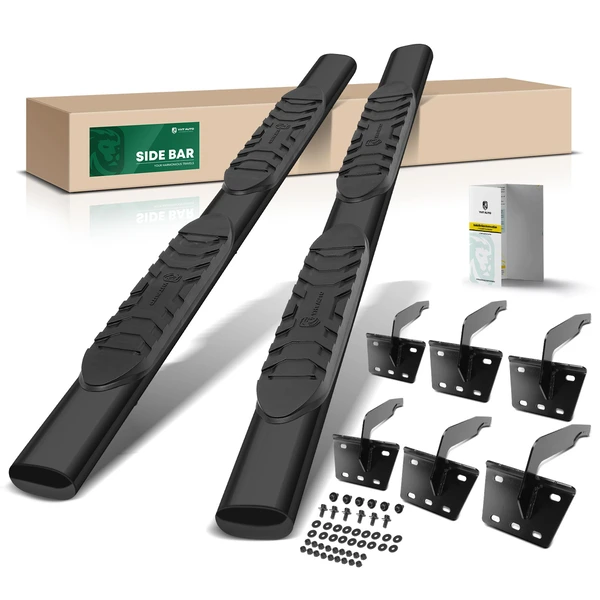 5 Inch Black Steel Oval Straight Side Step Bars for 2019-2023 Ram 1500