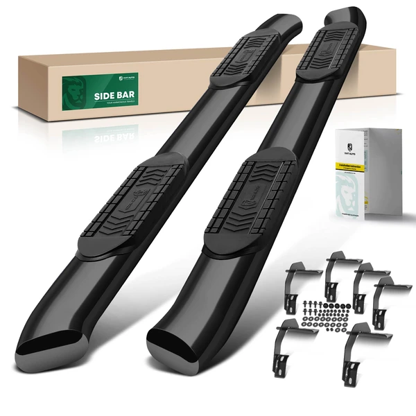 6 Inch Black Steel Oval Bent End Side Step Bars  for 2019-2024 Ram 1500