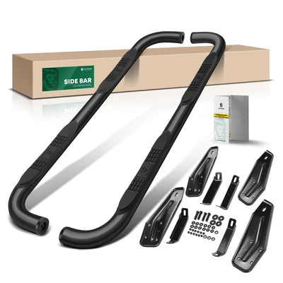 3 Inch Black Steel Round Side Step Bars