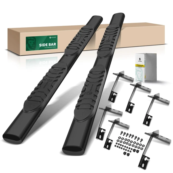 5 Inch Black Steel Oval Straight Side Step Bars for 2019-2023 Ram 1500