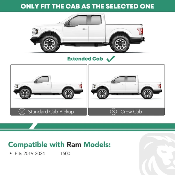 5 Inch Black Steel Oval Straight Side Step Bars for 2019-2023 Ram 1500