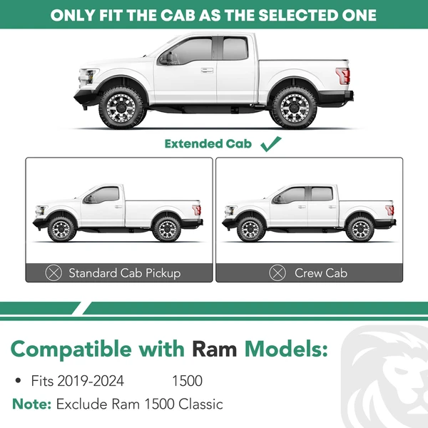 6 Inch Black Steel Oval Straight Side Steps Bars for 2019-2024 Ram 1500