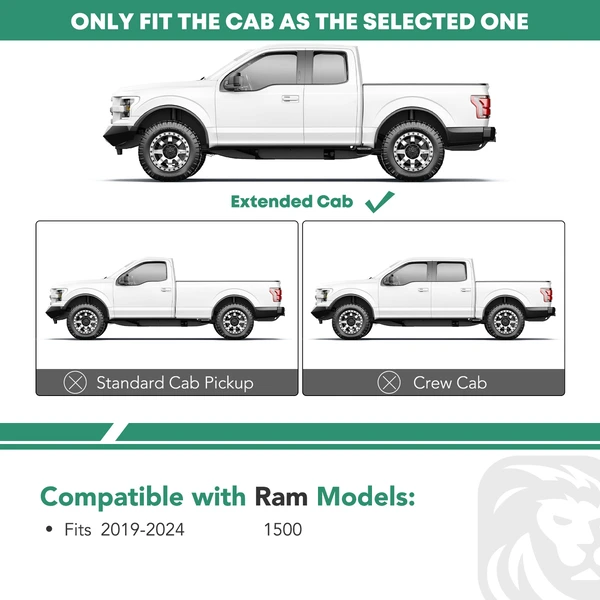 5 Inch Black Steel Oval Side Step Bars Body Mount  for 2019-2024 Ram 1500