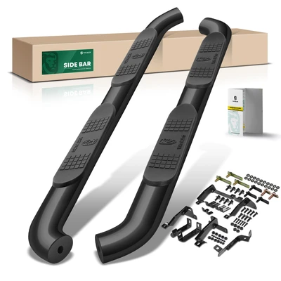 4 Inch Black Steel Oval Bent End Side Step Bars