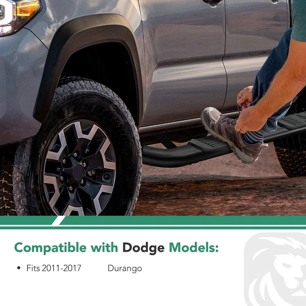 4 Inch Black Steel Oval Bent End Side Step Bars for 2011-2017 Dodge Durango