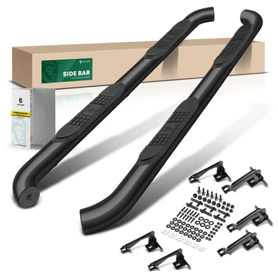 3 Inch Black Steel Round Side Step Bars