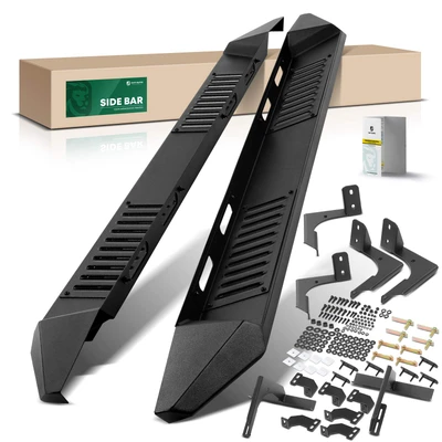 6.25 Inch Textured Black Steel Side Step Bars