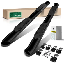 5 Inch Black Steel Oval Side Step Bars Rocker Panel Mount