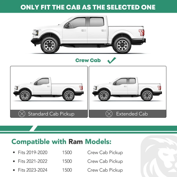 4.25 Inch Textured Black Steel Side Step Bars for 2019-2024 Ram 1500