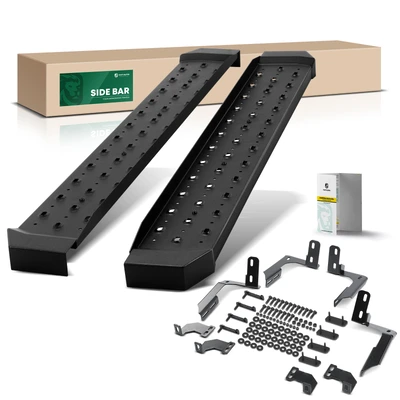 6.5 Inch Textured Black Steel Side Step Bars