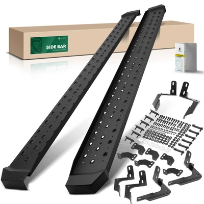 6.5 Inch Textured Black Steel Side Step Bars