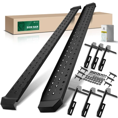 6.5 Inch Textured Black Steel Side Step Bars